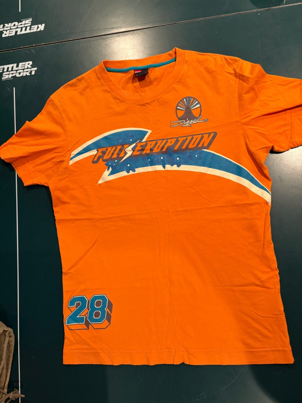 Diesel Orange Graphic Short Sleeve Tee with cool Design